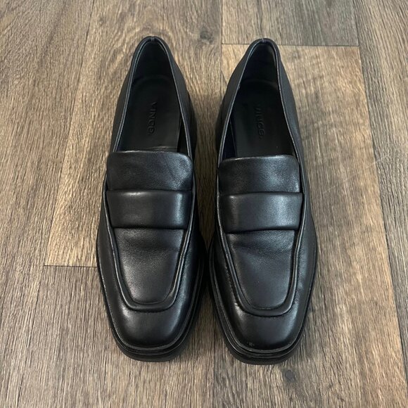VINCE Robin Leather Loafer Dress Shoe Black Preppy Work Size 8.5 - Picture 3 of 10
